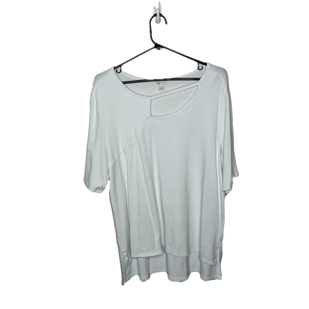 Cato White Asymmetrical Knit Top Short Sleeve Criss Cross White Size XL Womens